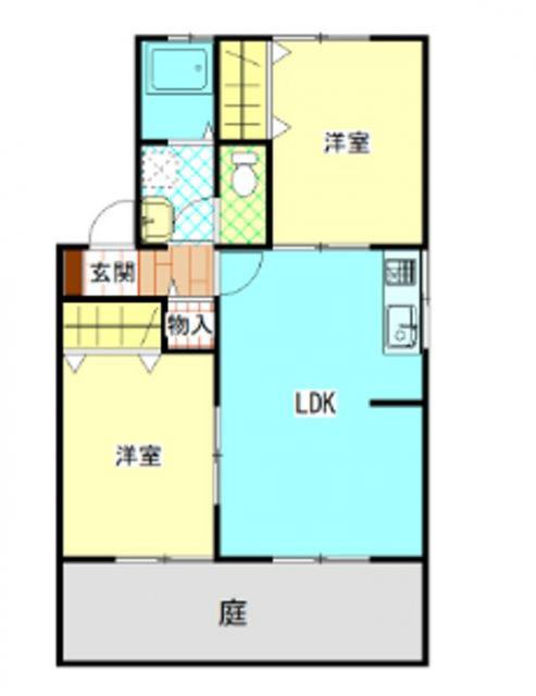 丸木ハイツ(2LDK/1階)の間取り写真