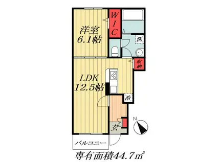 シャーロットタウンVI(1LDK/1階)の間取り写真
