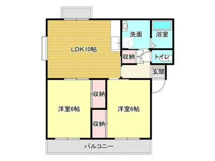 わだちハイツ(2LDK/2階)の間取り写真