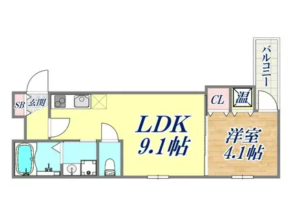 TRECOURT兵庫Ⅱ(1LDK/3階)の間取り写真