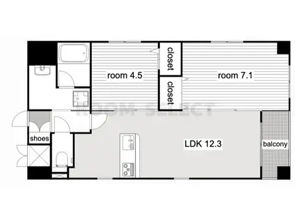 ポルタニグラ千代田(2LDK/9階)の間取り写真