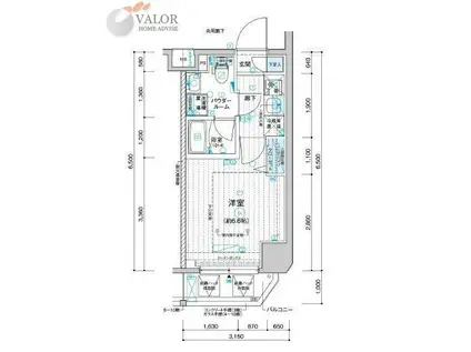 メインステージ川崎南幸町(1K/7階)の間取り写真