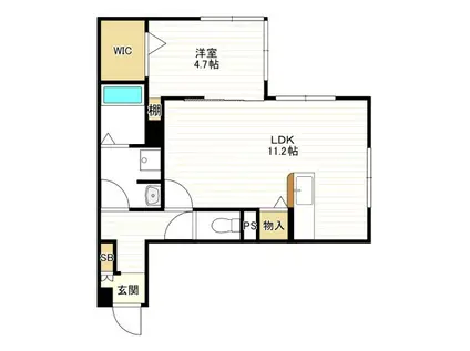 D-ROOM瓜破ノース(1LDK/1階)の間取り写真