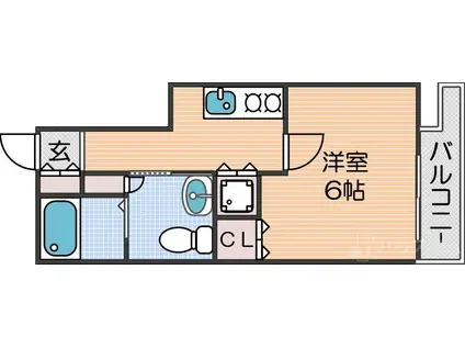 ラシーヌ住吉大社(1K/4階)の間取り写真