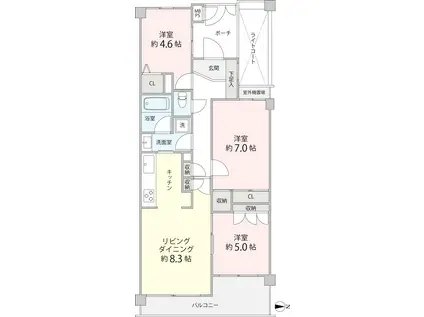クリオ戸田公園壱番館(3LDK/3階)の間取り写真
