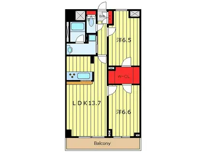OLD PAL(2LDK/6階)の間取り写真