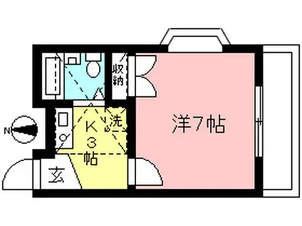 サン・スカイフロント(1K/2階)の間取り写真