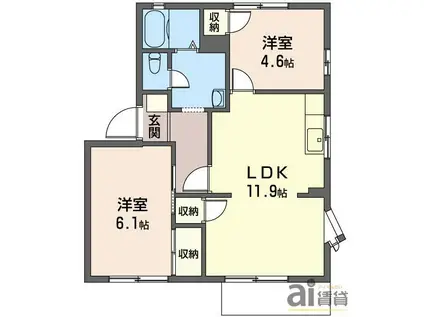 シャルマンハイツE(2LDK/1階)の間取り写真