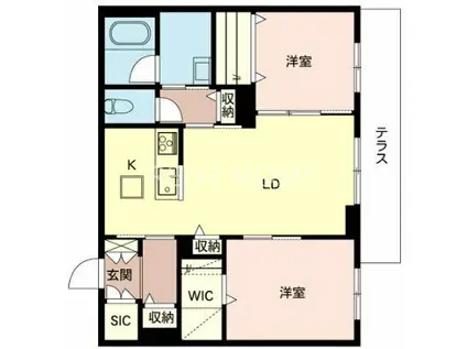 シャーメゾン 新上小阪(2LDK/1階)の間取り写真