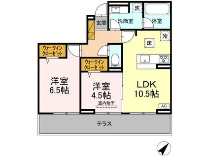 ハイクレスト(2LDK/1階)の間取り写真