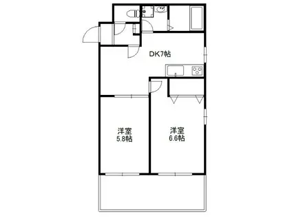 第66シンエイビル(2DK/5階)の間取り写真