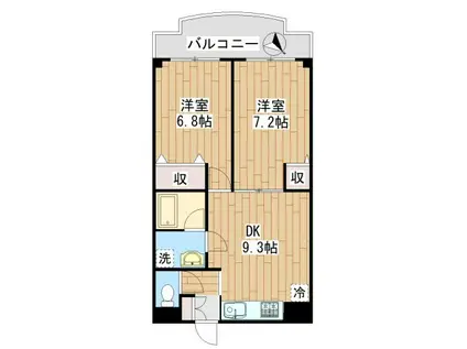 美しが丘マンションII(2DK/3階)の間取り写真