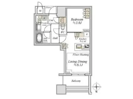 白金ザ・スカイ イースト(1LDK/13階)の間取り写真