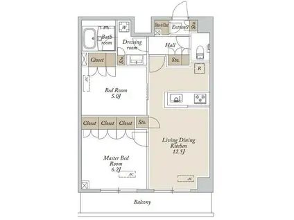 HF東尾久レジデンス(2LDK/5階)の間取り写真