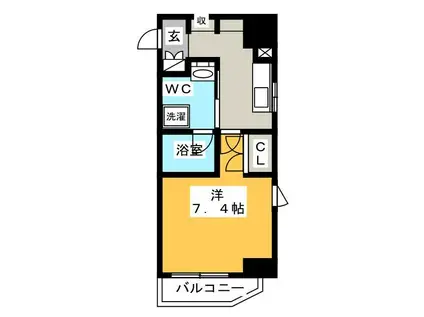 ジオエント御徒町(1K/2階)の間取り写真