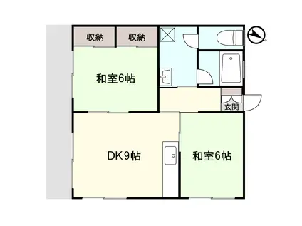 ヴィラフジミ(2DK/1階)の間取り写真