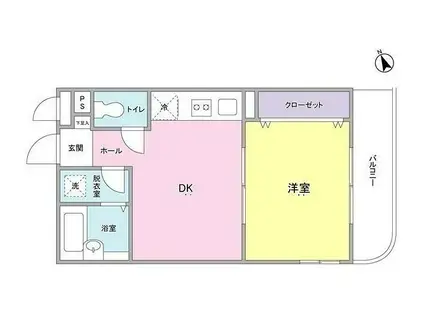 ブルーシャトー戸越(1DK/5階)の間取り写真