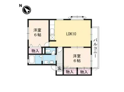 ハイムプランドール B棟(2LDK/1階)の間取り写真