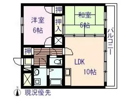 パレスプロムナード洲崎(2LDK/1階)の間取り写真