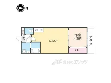 ジーメゾン大和郡山アメロ(1LDK/1階)の間取り写真