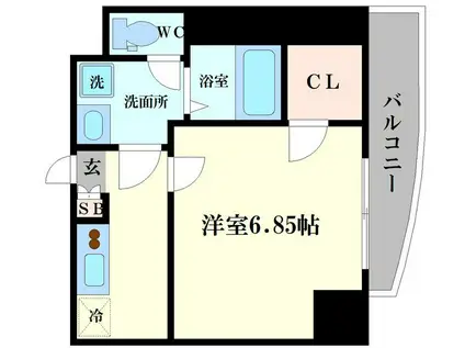 ラグゼ難波ウエスト(1K/15階)の間取り写真