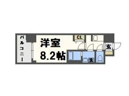 S-RESIDENCE阿波座ウエスト(1K/14階)の間取り写真