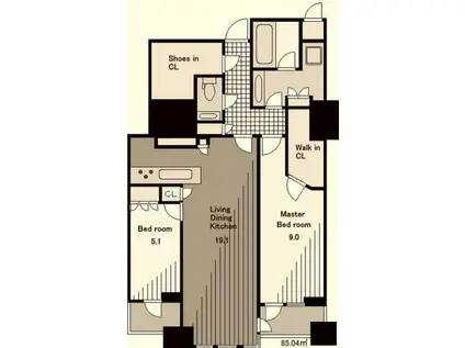 三田ガーデンヒルズ イーストヒル(2LDK/2階)の間取り写真