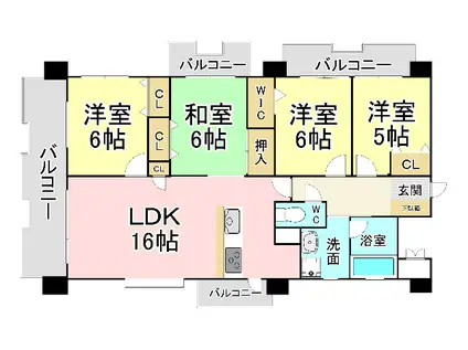 ルフラン東新町(4LDK/4階)の間取り写真
