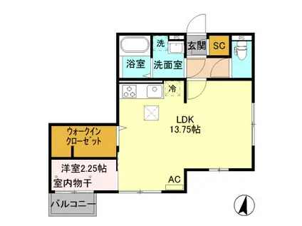 アルファベットII(1LDK/1階)の間取り写真