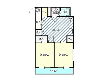 細田ビル303号(2DK/3階)の間取り写真