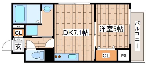 ジュネス北野(1DK/4階)の間取り写真