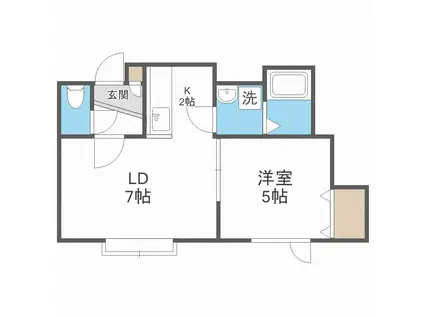 ビーウエストII(1LDK/1階)の間取り写真