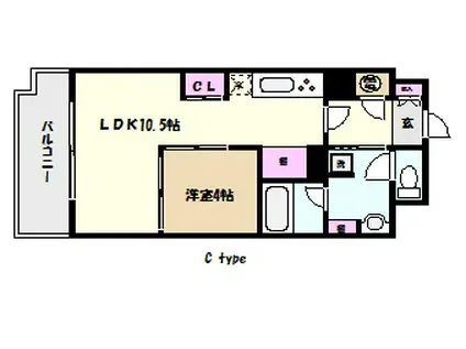 フォアクレージュ御影(1LDK/4階)の間取り写真