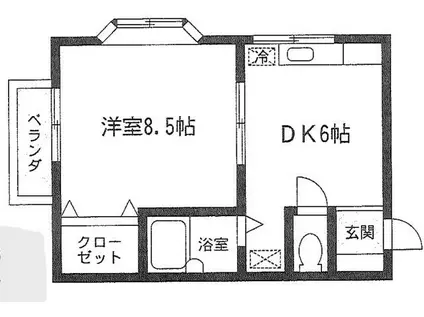 ハイブリッジV(1DK/2階)の間取り写真