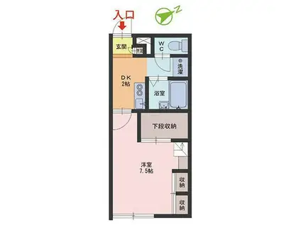 ESPOIRII(1DK/2階)の間取り写真