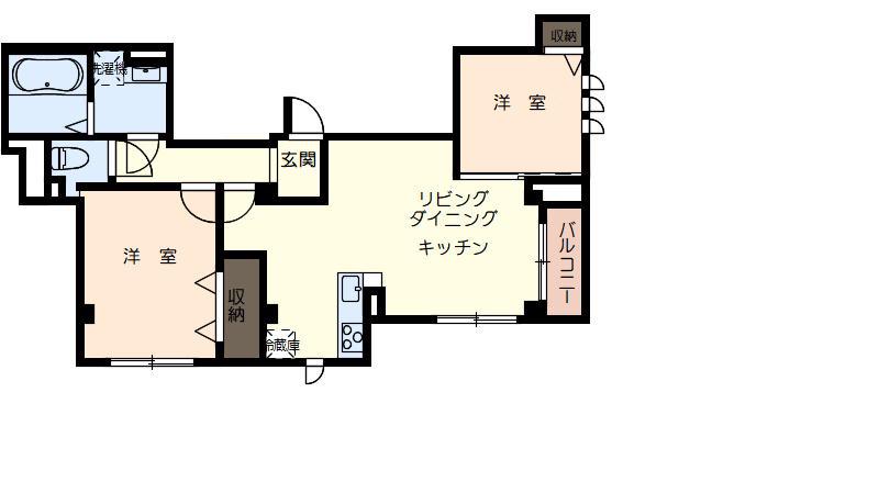 アイリスガーデン小石川(2LDK/2階)の間取り写真