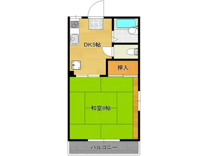 シャンプル高津(1DK/2階)の間取り写真