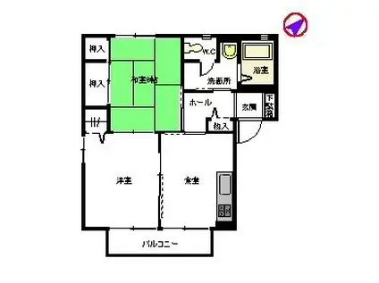 メゾン橘 B棟(2DK/2階)の間取り写真