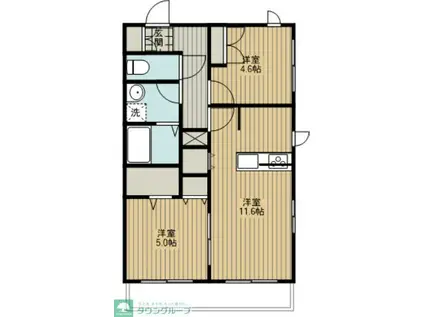 GRAND SOLEIL(2LDK/2階)の間取り写真