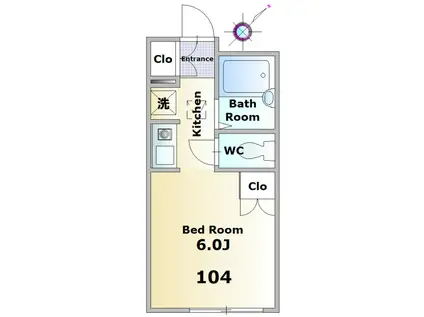 グレース轟(1K/1階)の間取り写真