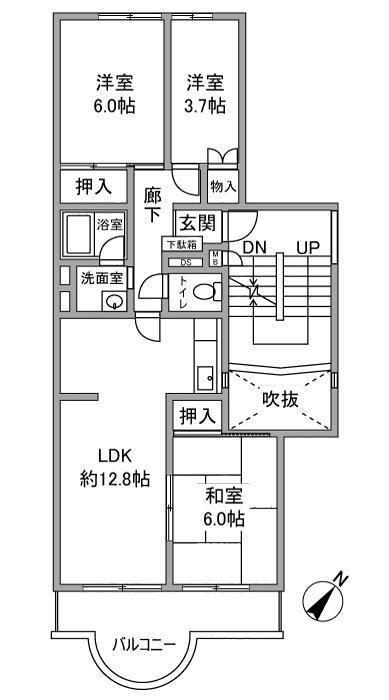 コスモハイツ瑞ヶ丘A棟(3LDK/3階)の間取り写真