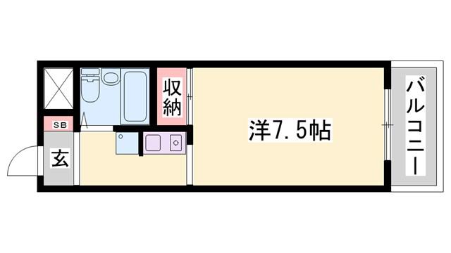 ロイヤルヒルズ北平野(1K/3階)の間取り写真