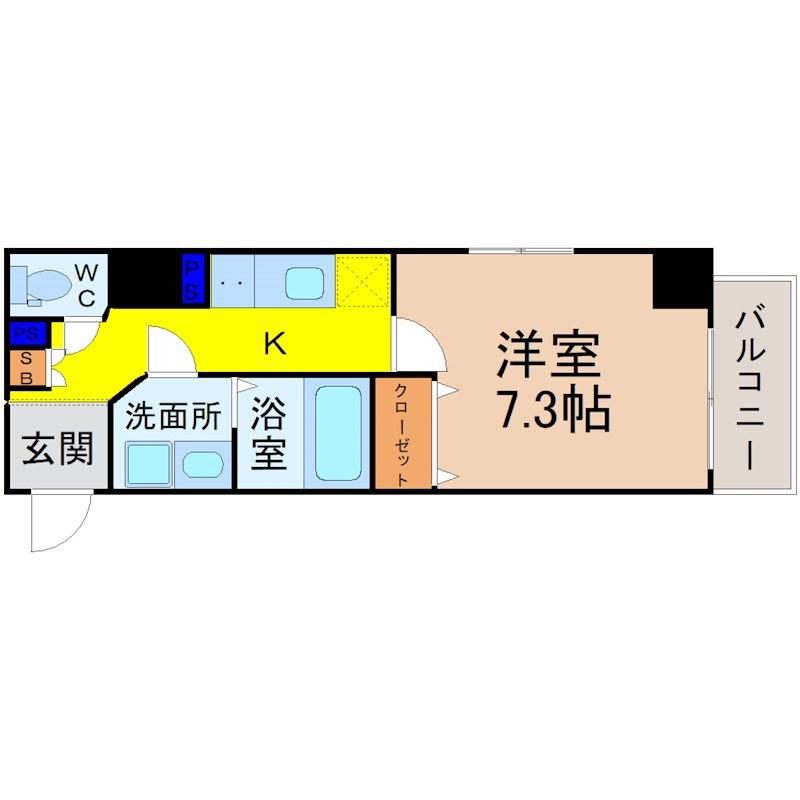 エストゥルースプラスノース名古屋(1K/9階)の間取り写真