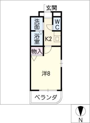 プレズ名古屋田代II(1K/2階)の間取り写真