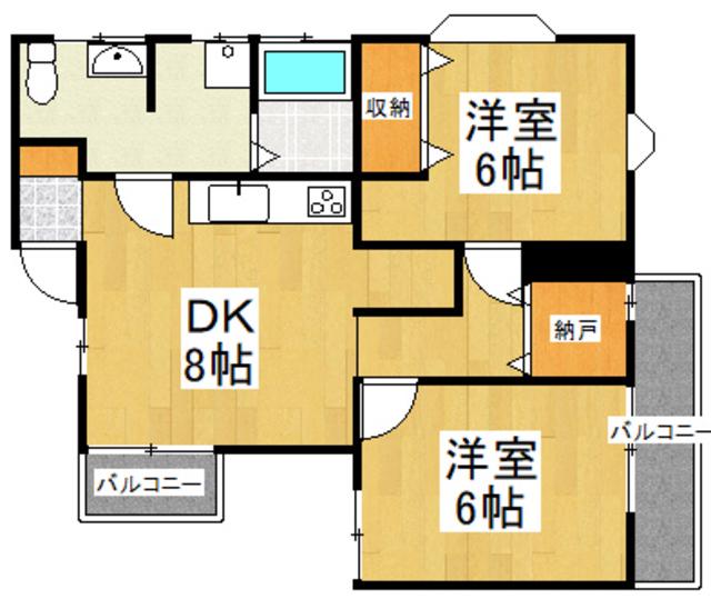 アパートメントノダメ(2DK/2階)の間取り写真