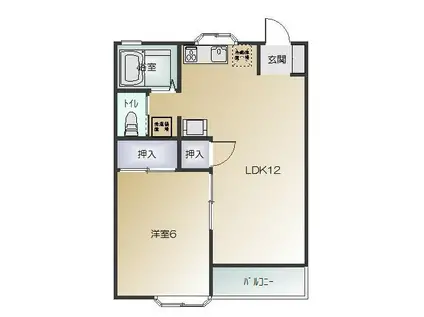 グランドール北陽(1LDK/2階)の間取り写真