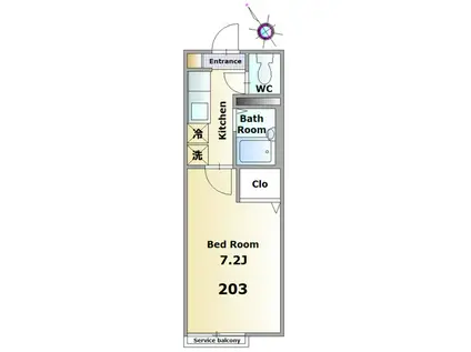 サン・ルミナス(1K/2階)の間取り写真