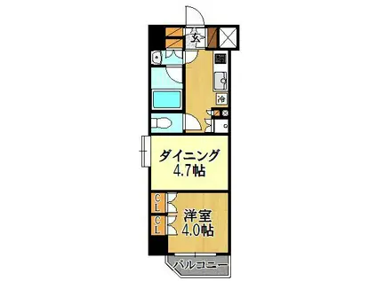 日神デュオステージ新宿若松町(1DK/2階)の間取り写真