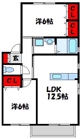 メゾンそれいゆA棟(2LDK/1階)の間取り写真
