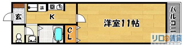 ユニコート(1K/4階)の間取り写真